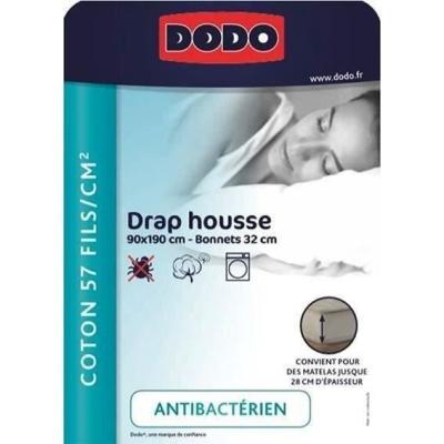Drap housse DODO 90x190 cm - 100% coton - Blanc