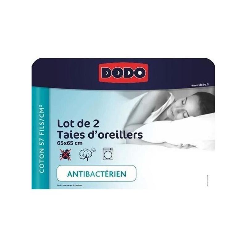Lot de 2 taies d'oreiller carrées DODO - 65x65 cm - Blanc - Douceur et confort assurés