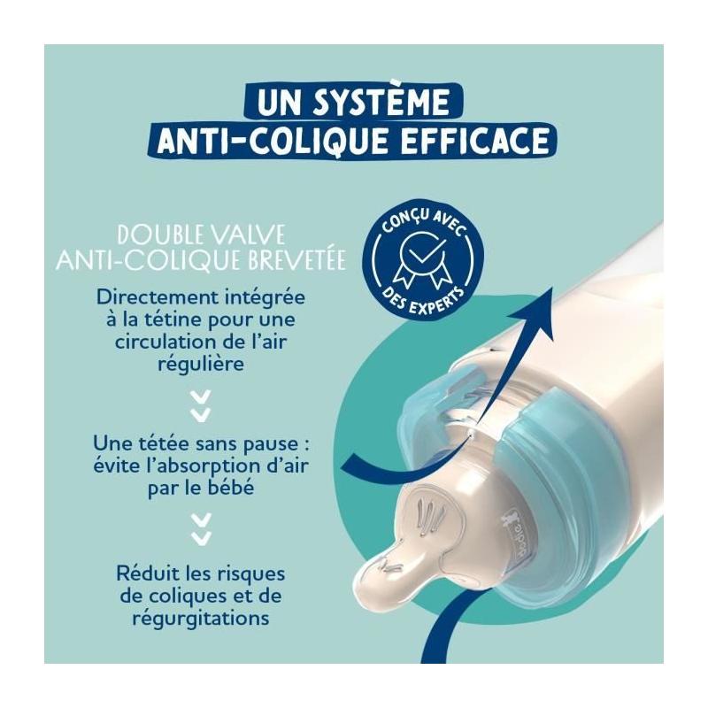 Lot de 3 biberons Dodie 270ml - Tétine plate - Vert