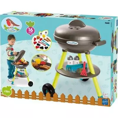 Jouets Ecoiffier - Barbecue Charbon + 16 Accessoires - Fabriqué en France