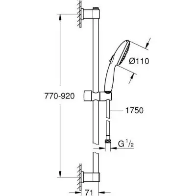 Ensemble de douche GROHE Vitalio Start 110 - Économie d'eau - Chromé