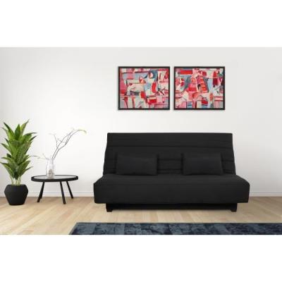 Banquette Clic clac 2 places REVEUR - Tissu noir - Matelas DUNLOPILLO - Couchage 188x128 cm - Livraison rapide