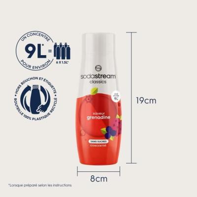 Concentrés SODASTREAM - Lot de 6 Grenadine sans sucres - Jusqu'à 54L - 440 ml
