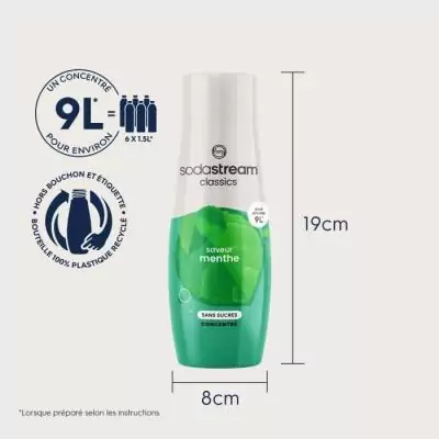Concentrés SODASTREAM - Lot de 6 saveurs Menthe sans sucres - Jusqu'à 54L - 440 ml