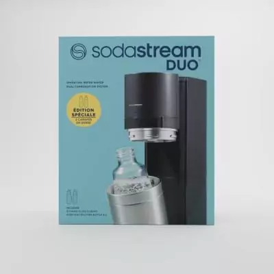 Machine à eau pétillante SODASTREAM - DUO Noire - 2 carafes en verre 1L Machine à eau pétillante SODASTREAM - DUO Noire - 2 carafes en verre 1L