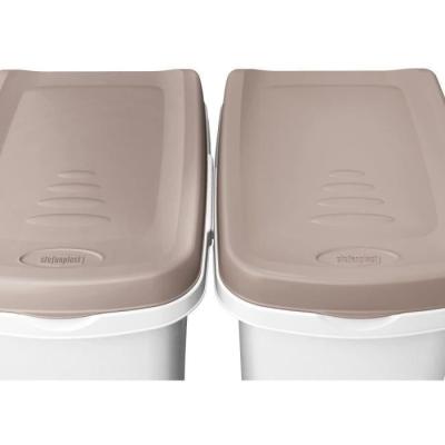 Boîte de rangement pour croquettes pour animaux - Brun/blanc - 15L