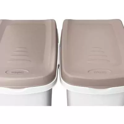 Boîte de rangement pour croquettes pour animaux - Brun/blanc - 15L