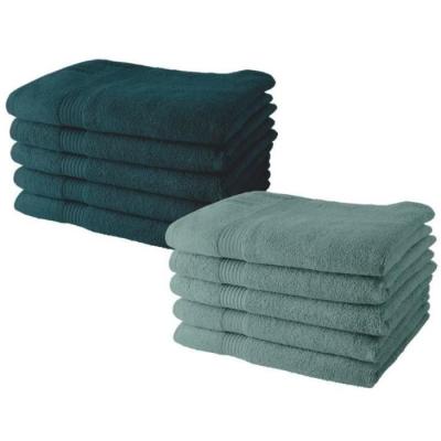 Lot de 10 serviettes de Toilette TODAY 50x90 cm en coton - 5 paon + 5 celadon