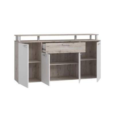 Ensemble mobilier contemporain blanc et chêne pour salle à manger