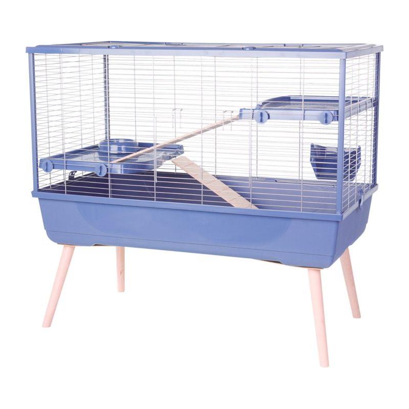 Cage rongeur surélevée Zolux Néolife - 2 étages pour lapin - Bleu