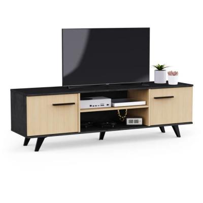 Meuble TV Banc KENT - Chene de fil / Sidewalk - 2 portes ouvrantes