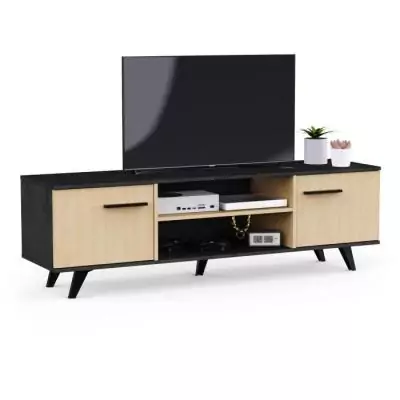 Meuble TV Banc KENT - Chene de fil / Sidewalk - 2 portes ouvrantes Meuble TV Banc KENT - Chene de fil / Sidewalk - 2 portes ouvrantes