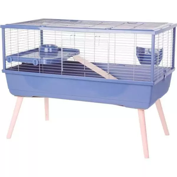 ZOLUX Cage grillagée rongeur surélevée pour cochon d'inde - 99 x 54 x 79 cm - Néolife - Bleu