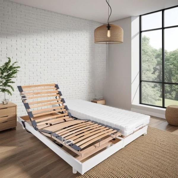 Ensemble relaxation matelas + sommiers électriques 2x90x200 - Mousse - Ferme - TALCA Fabrication française