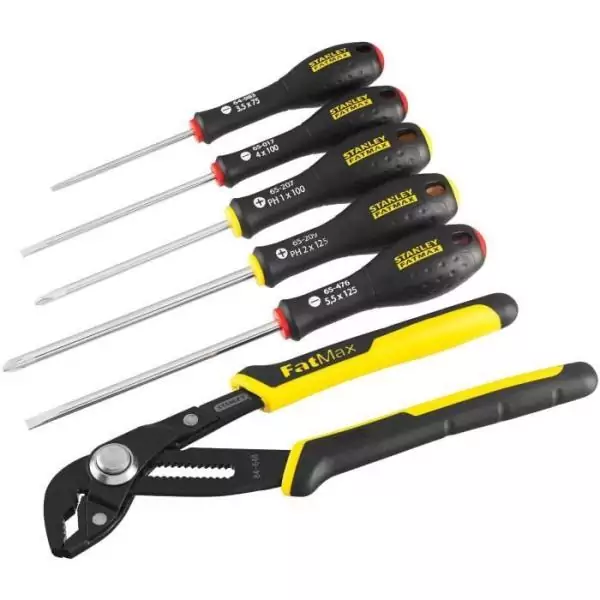 Jeu de 6 Outils - STANLEY FATMAX - FMHT0-62639 - Pince Multiprise a Verrouillage 250 mm + Tournevis Electricien + Phillips
