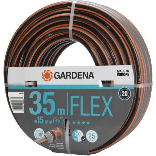GARDENA Tuyau d'arrosage Comfort FLEX – Longueur 35m – Ø15mm – Anti-noeud et indéformable – Garantie 20 ans