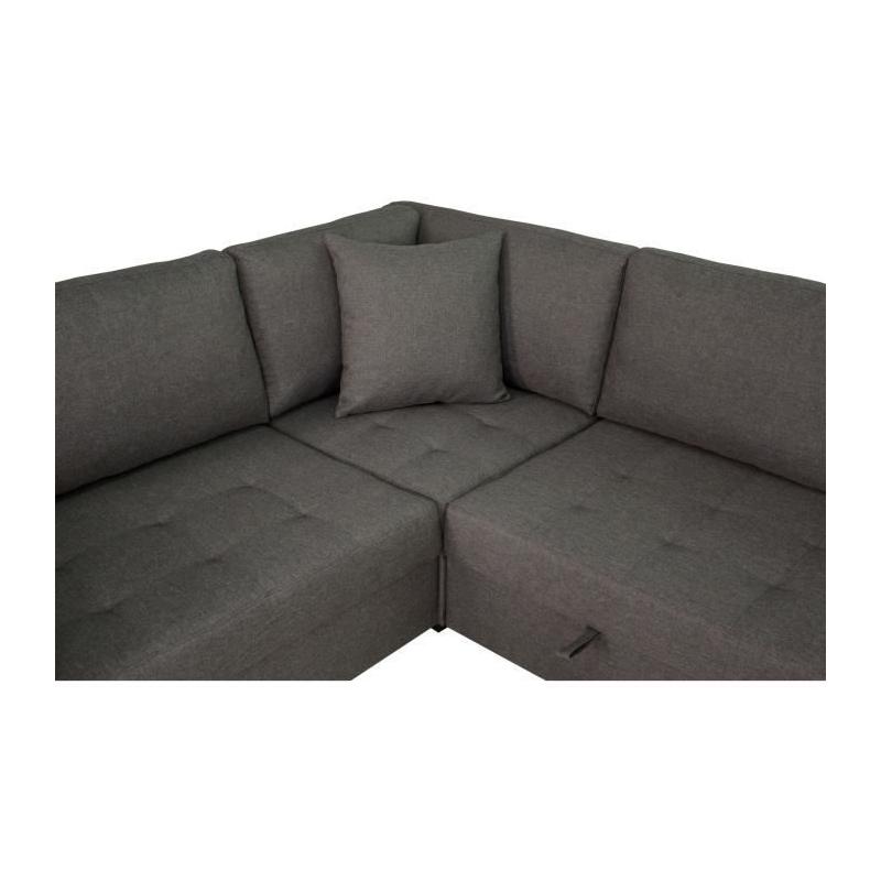 Canapé d'angle panoramique convertible réversible - Gris - L313 x P213 x H90 cm