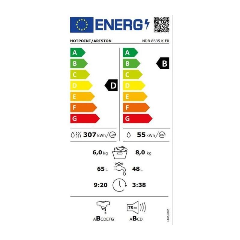 Lave-linge séchant Hotpoint NDB8635KFR - Performant et éco-responsable