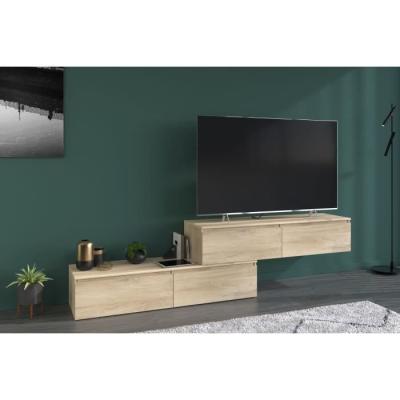 Meuble TV suspendu ou posé LEVIATHAN Chene 138,5 x 40 x 29 cm