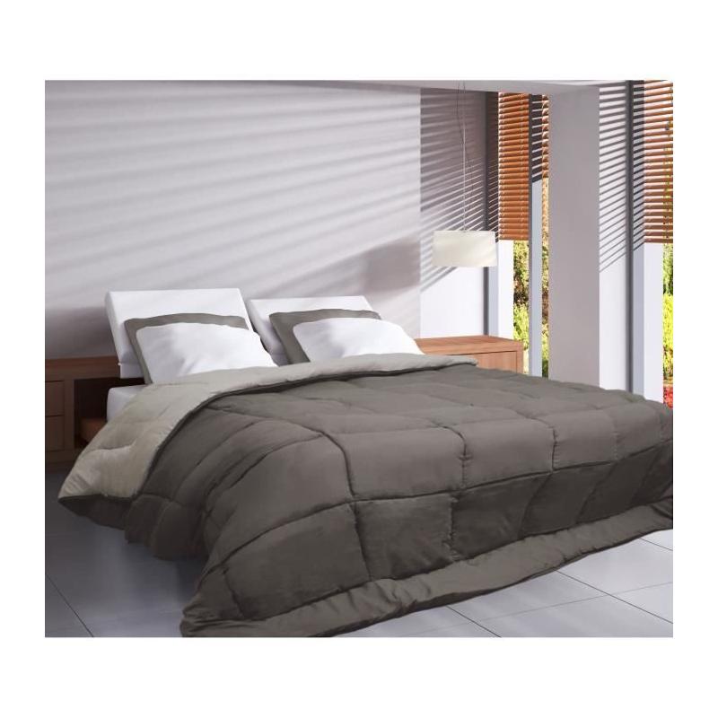 Couette chaude Microfibre 400g/m² Taupe & Lin 220x240cm - Confort Douillet