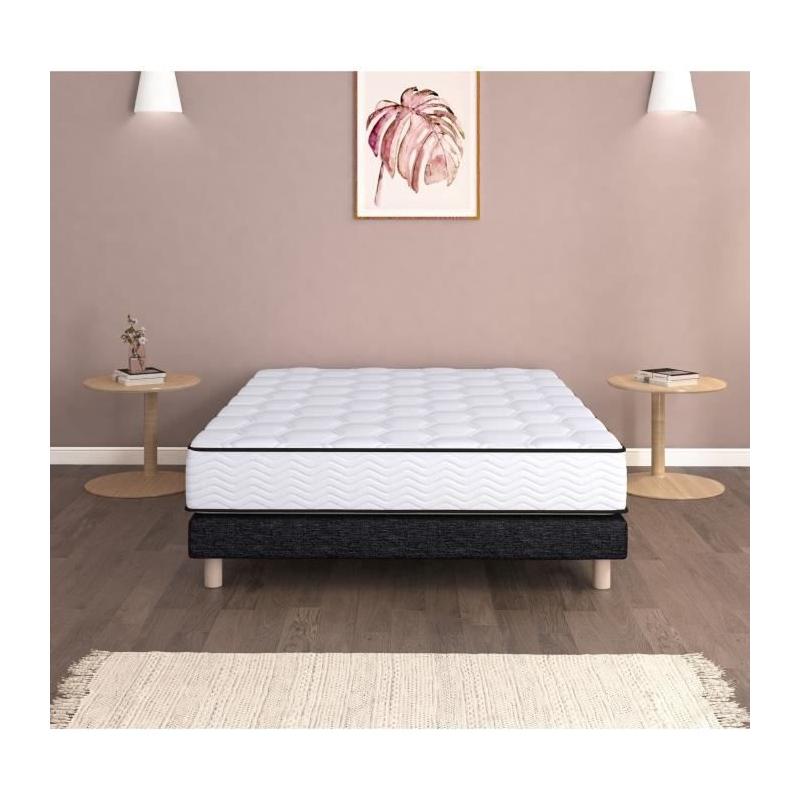 Ensemble sommier et matelas 160x200 cm - Ressorts ensachés et mémoire de forme