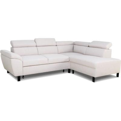 Canapé d'angle convertible STAN - Tissu Beige - Réversible - 4 pers