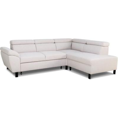 Canapé d'angle convertible STAN - Tissu Beige - Réversible - 4 pers