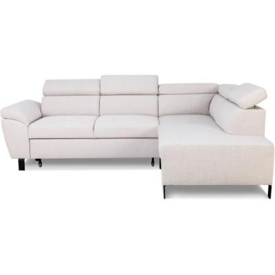 Canapé d'angle convertible STAN - Tissu Beige - Réversible - 4 pers
