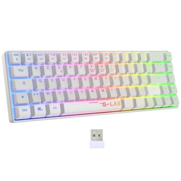 Clavier Gamer - Membrane - The G-Lab - KEYZ HYDROGEN WL - Rétroélairage arc-en-ciel - Sans fil - Semi mécanqiue - Azerty - Bl