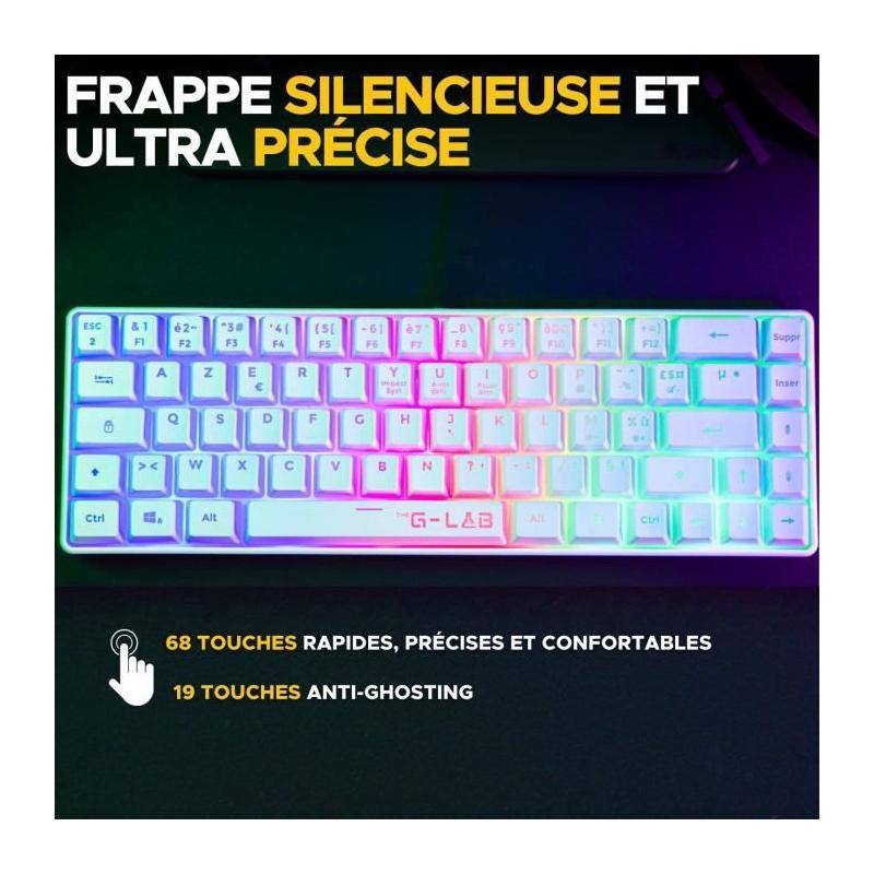 Clavier Gamer sans fil - Rétroéclairage arc-en-ciel - Semi-mécanique