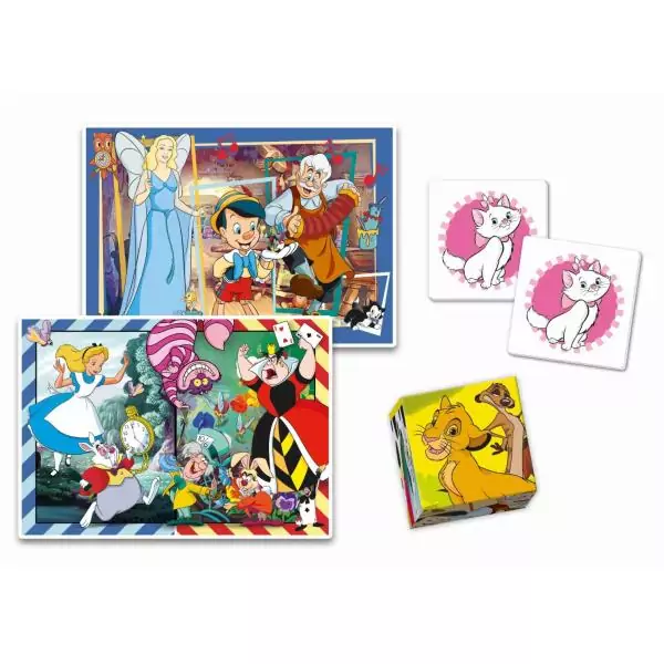 Clementoni - Edukit - Disney - Coffret apprentissage 4 en 1 - 2 puzzles, 1 mémo, 1 jeu de 6 cubes - Fabriqué en Italie - Dés