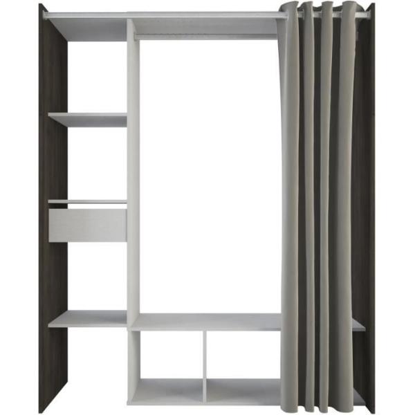 Kit dressing + rideau - Chene Waterford / Lin tisse - L150 x P49,9 x H183 cm - MONTANA