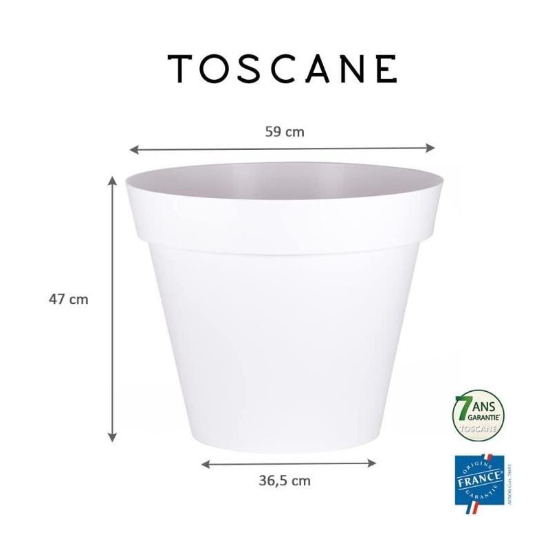 Pot de fleur rond Toscane Blanc - 76L - Made in France