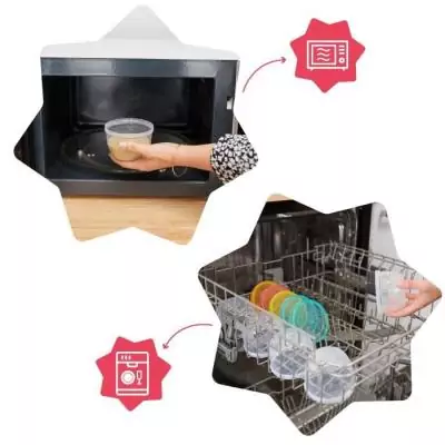 Ensemble de 12 Badabowls Gradués 250ml: Boîtes de Conservation Réinscriptibles