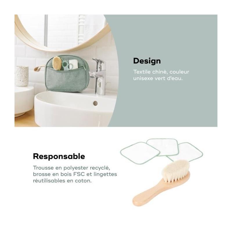 Trousse de Soin Bébé Eco-Responsable - 10 Accessoires, Matcha