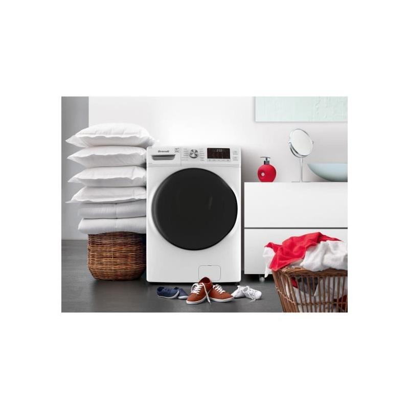Lave-linge hublot BRANDT WFB218QW - 18 kg - Induction - Blanc
