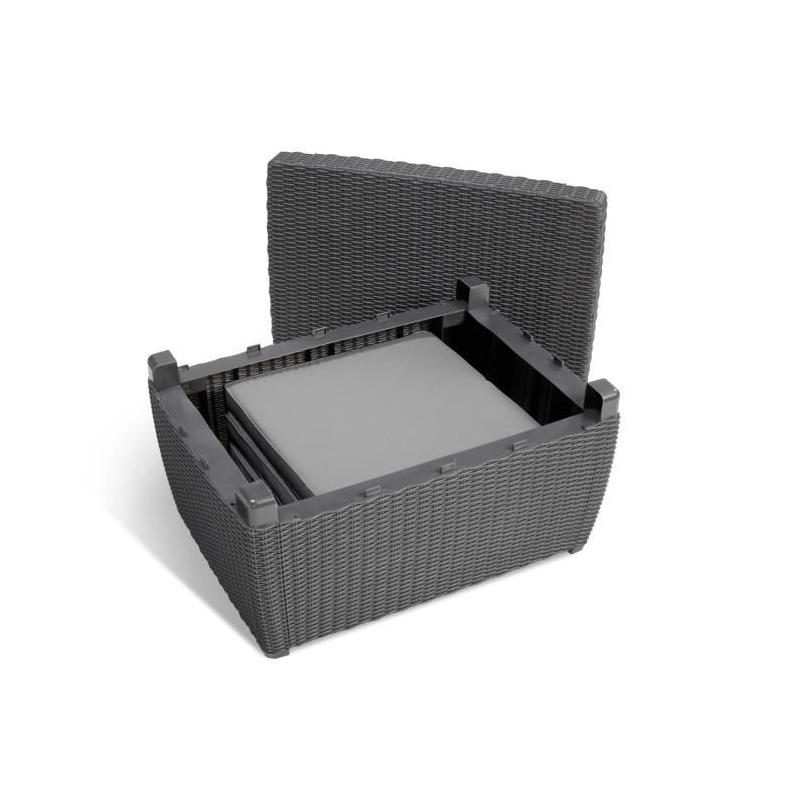 Ensemble de jardin tressé 4 personnes - Mia - Gris graphite
