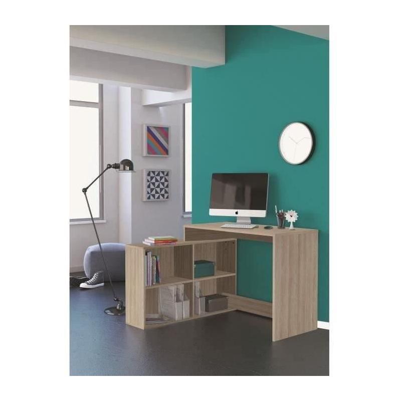 Bureau d'angle contemporain chêne Shannon - L 112 cm - Made in France