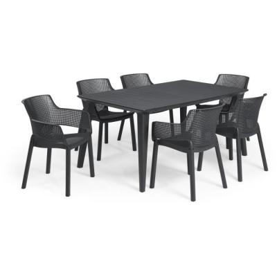 Lot de 6 fauteuils de jardin Allibert by KETER ELISA en résine gris graphite