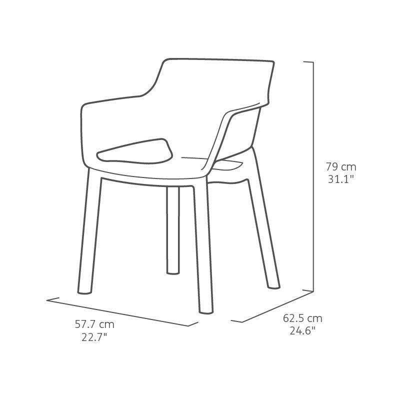 Lot de 6 fauteuils de jardin Allibert by KETER ELISA en résine gris graphite