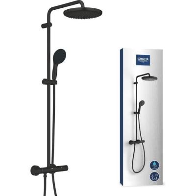 Colonne de douche avec mitigeur thermostatique - Economie d'eau - GROHE Vitalio Start System 250 - Noir Mat - 266772431