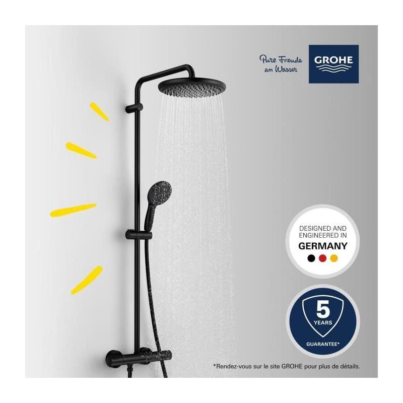 Colonne de douche thermostatique Grohe Vitalio Start 250 - Noir Mat