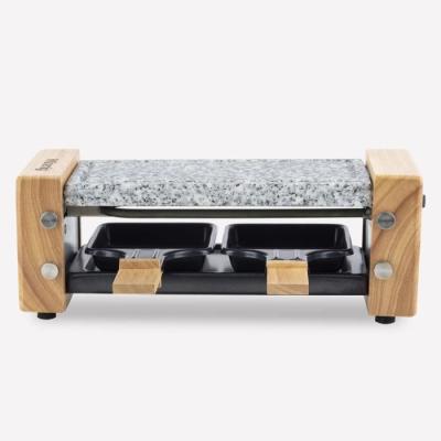 Raclette et pierre à cuire 2 personnes design bois, H.Koenig