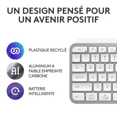 Clavier Logitech MX Keys S - AZERTY Français - Gris Pâle