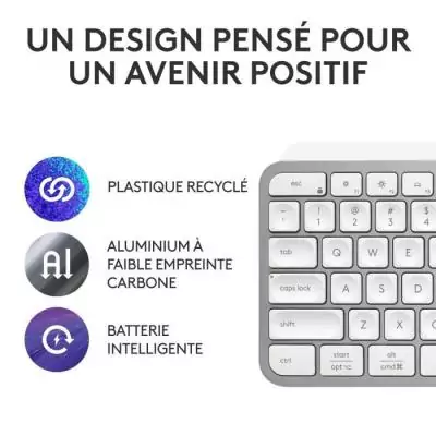 Clavier Logitech MX Keys S - AZERTY Français - Gris Pâle