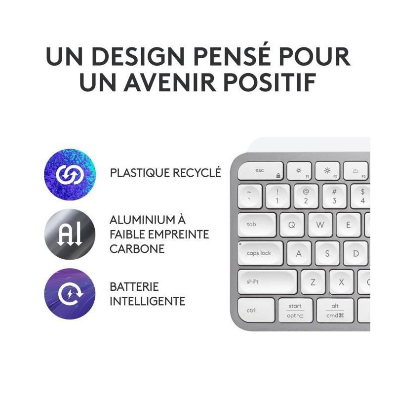 Clavier Logitech MX Keys S - AZERTY Français - Gris Pâle