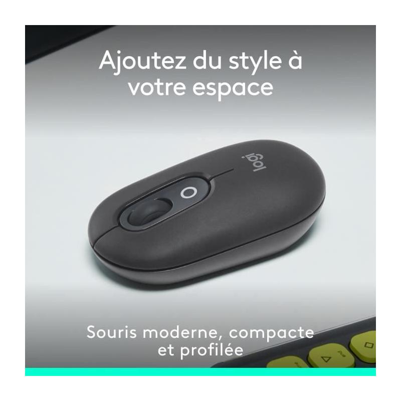 Souris sans fil Logitech Pop Mouse - Graphite, compacte et moderne