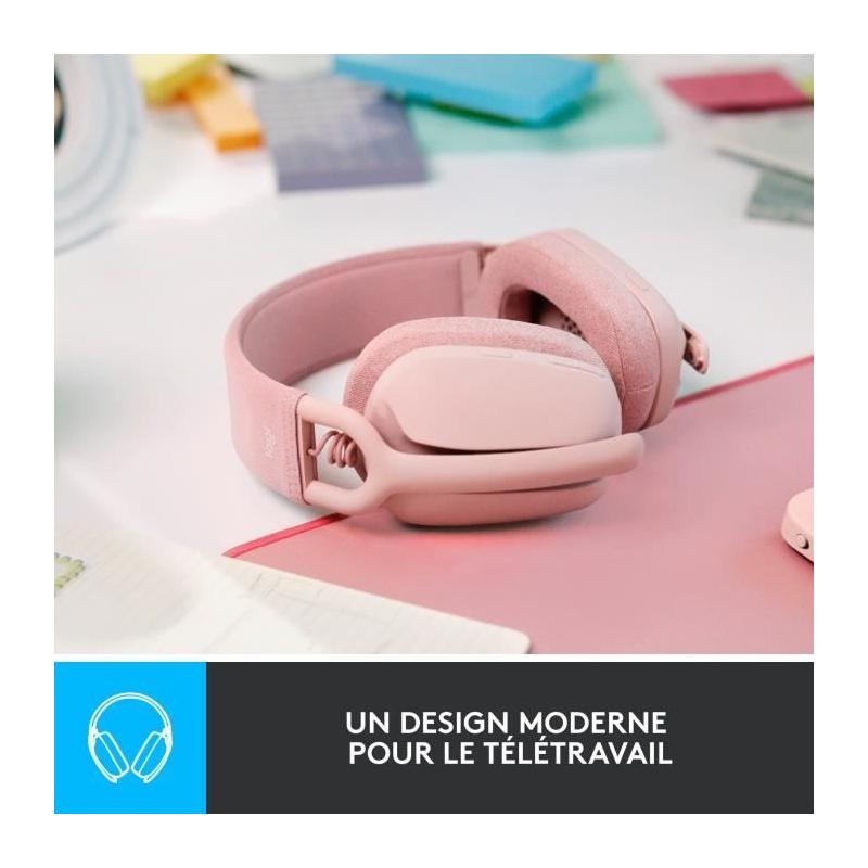 Casque PC Logitech Zone Vibe 100 Rose - Micro anti-bruit