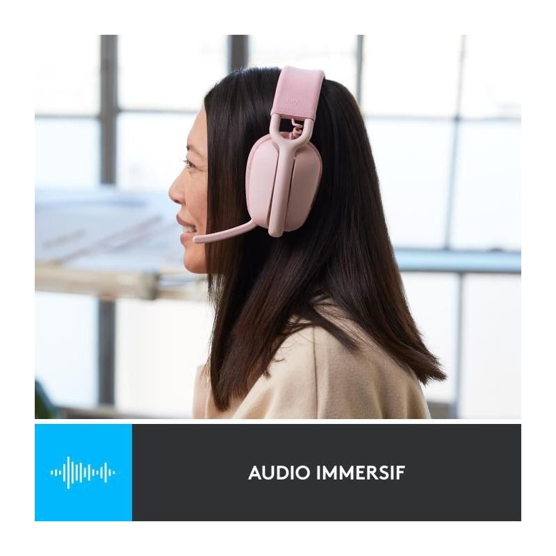 Casque PC Logitech Zone Vibe 100 Rose - Micro anti-bruit