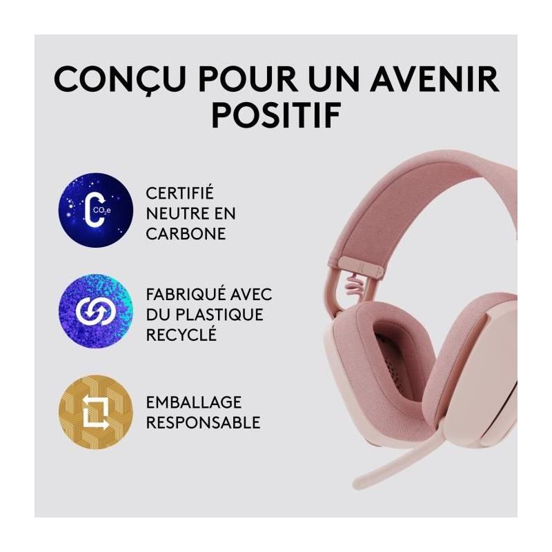 Casque PC Logitech Zone Vibe 100 Rose - Micro anti-bruit